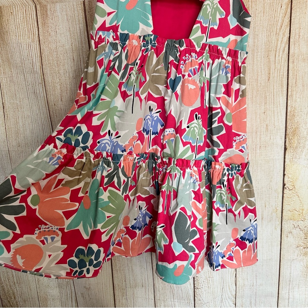 ZARA Pink Floral Open Back Mini Dress Vibrant Vacation - Picture 6 of 9